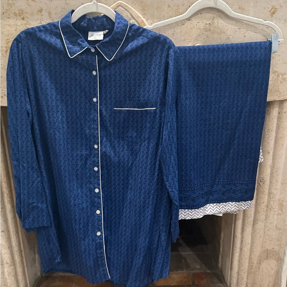 Julia Amory Blue Pareo Set with White Trim - Picture 1 of 8